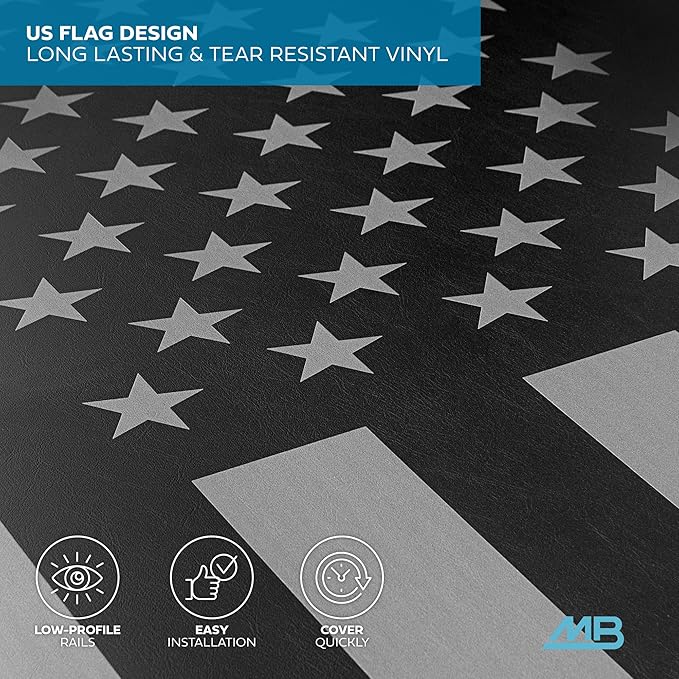 American Flag Tonneau Cover for Toyota Tacoma 2016-2023 Soft Roll Truck Bed Cover for TACOMAS with Short Bed 5’ with Deck Rail System All Weather Roll-Up for Toyota Tacoma Tonneau Cover