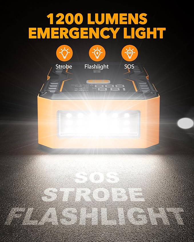 OXILAM 20000mAh Jump Starter for All Gas & Diesel Engines, 9000A Battery Jumper Starter Portable, 12V Jump Box with Quick Charger, Extended Jumper Cable, LED Display, USB, DC, Type C Port & LED Light