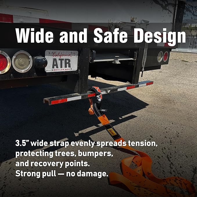 ATR Recovery Tow Strap 3.5" x 20ft – 36,000 lbs Break Strength, Heavy Duty Snatch Strap for Truck, SUV, UTV, Off-Road Pulling, Tow Rope with Storage Bag