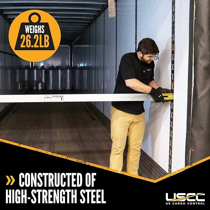 US Cargo Control Steel E Track Load Bars 92"-103" (2-Pack), 1,500 LBS Working Load Limit, Adjustable Steel Load Bars for Semi Trailers & Box Trucks, Shoring Beam or Decking Beam with Thumb Release