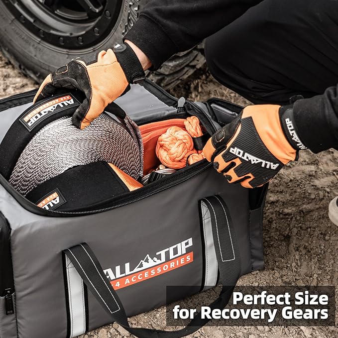ALL-TOP Recovery Pack Extreme 11in1: Water-Resist Offroad Gear Bag with Recovery Strap Kit(3), Damper, 2 Soft Shackles, SK Hitch Mount, Forged Pulley, Deflator & Gloves