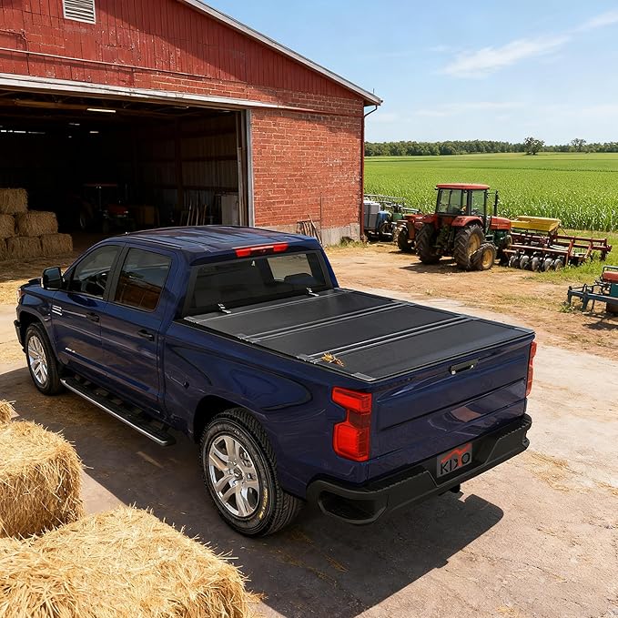 Kikito Truck Bed Tonneau Cover Compatible with 2019-2025 Chevy Silverado/GMC Sierra 1500, 6.6ft (79.4in) Flip-Up Style FRP Hard Folding Truck Bed Cover No-Drill 100% Bed Access