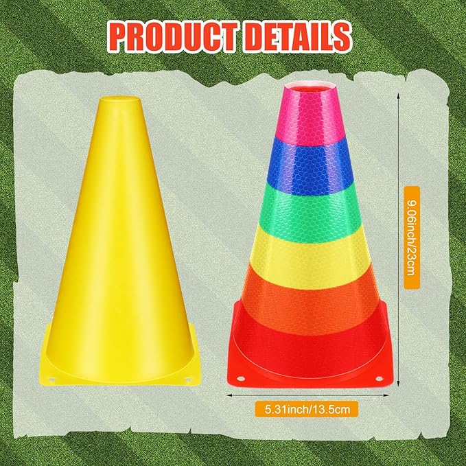 12 Pack Candy Corn Ring Toss Game - Plastic Cones, 9 Inch Training & Sport Agility Field Markers for Youth Soccer & Skating Practice