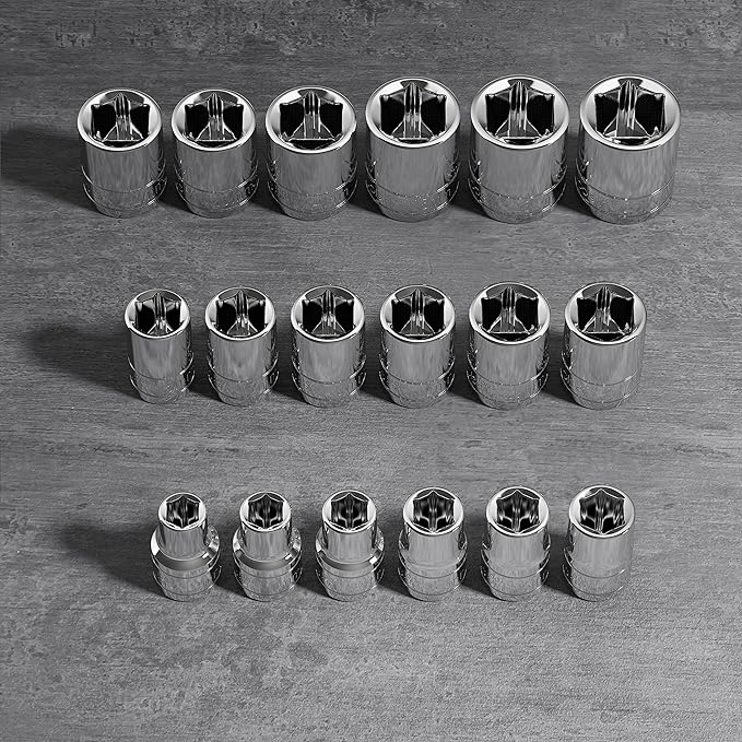 Olsa Tools Metric Shallow Socket Set - 1/2-Inch Drive, 18pc - 6-Point Chrome Sockets from 10mm–27mm and No Skipped Sizes - Mechanic Shallow Metric Socket Set - Professional Grade Sockets - Part: 1326