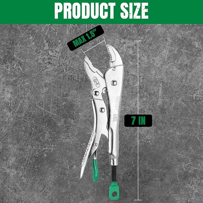 SK 7" Curved Jaw Locking Pliers, Premium CR-V Construction, Ergonomic Anti-slip Handle, Ideal for Welding or Assembly