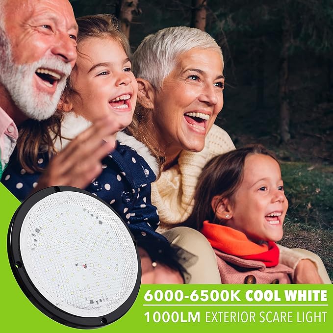 RV Trailer Camper 1000 Lumen 5th Wheel Black 8.5" Round Scare Porch 12V LED Light (LED Light 1000 Lumen Black)