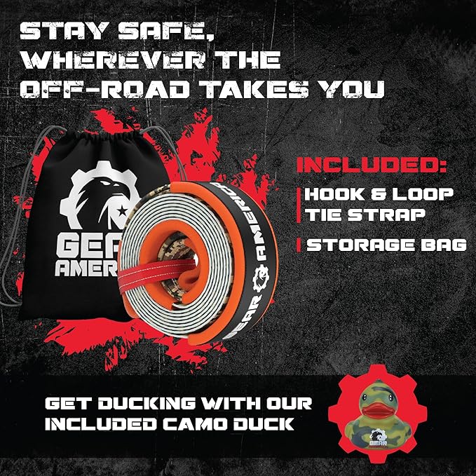 GearAmerica Heavy Duty 3"x20' Tow & Winch Strap - 35,053lbs Tree Saver, Break Strength Recovery Rope for Offroad & Towing - Weather Resistant, Triple Reinforced Loops (Camo) - Tow Strap