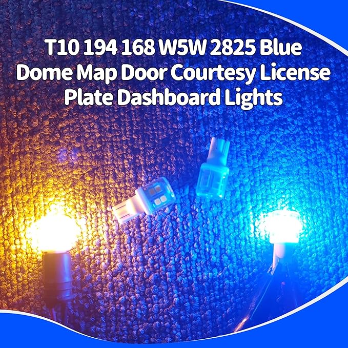 T10 194 912 921 906 2825 LED Bulb Blue 168 T10 Replacement Bulbs for RV Car Dome Map Door Courtesy License Plate Dashboard Lights Lamp 12V,4Pack