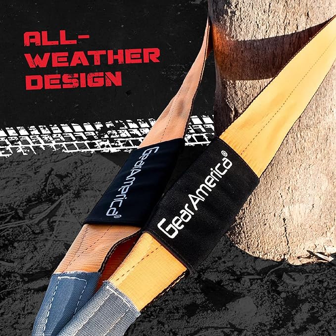 GearAmerica Tow Strap 4" x10' Heavy Duty Tree Saver - 46,076 lb Winch Strap & Recovery Rope for Offroad, Weather Resistant with Triple Reinforced Loops and Towing Belt - ATV Accessories