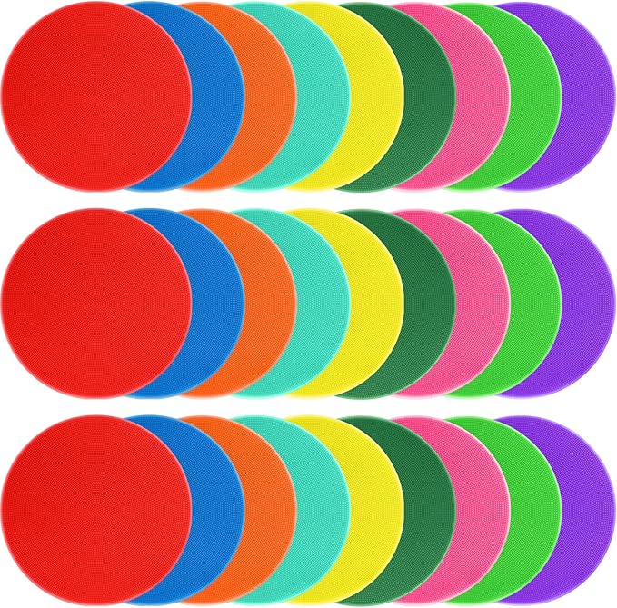 Poly Spots Spot Markers for Gym Floor 9 inch 18/27/36Pcs Flat Cones Non-Slip Rubber Floor Dots for Kids Sports Soccer Basketball Agility Training Dance Classroom