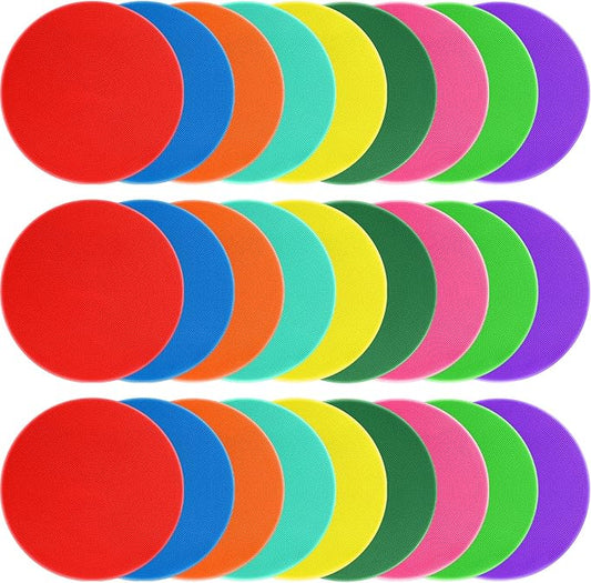Poly Spots Spot Markers for Gym Floor 9 inch 18/27/36Pcs Flat Cones Non-Slip Rubber Floor Dots for Kids Sports Soccer Basketball Agility Training Dance Classroom