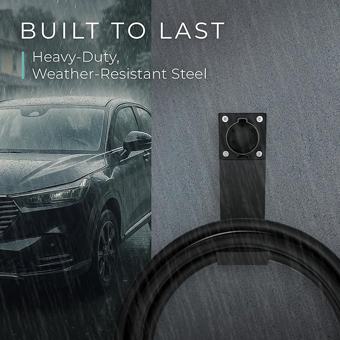 Lectron Electric Vehicle Charger Nozzle Holster Dock & J-Hook Combo for All J1772 Evs