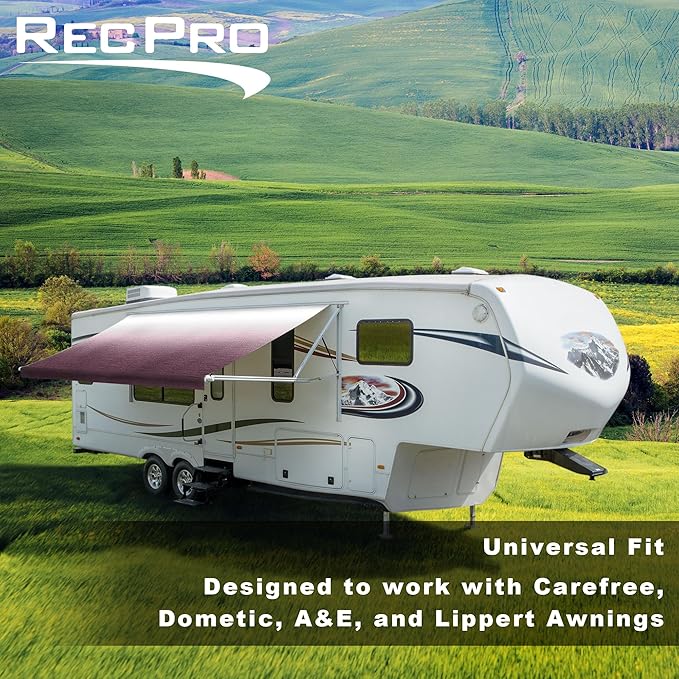 RecPro RV Awning Fabric Replacement Heavy Duty 16 oz. Weatherproof Vinyl | Universal Camper Awning Replacement for RV, Trailer, Motorhome | Burgundy Fade, 20' (Fabric 19'1")