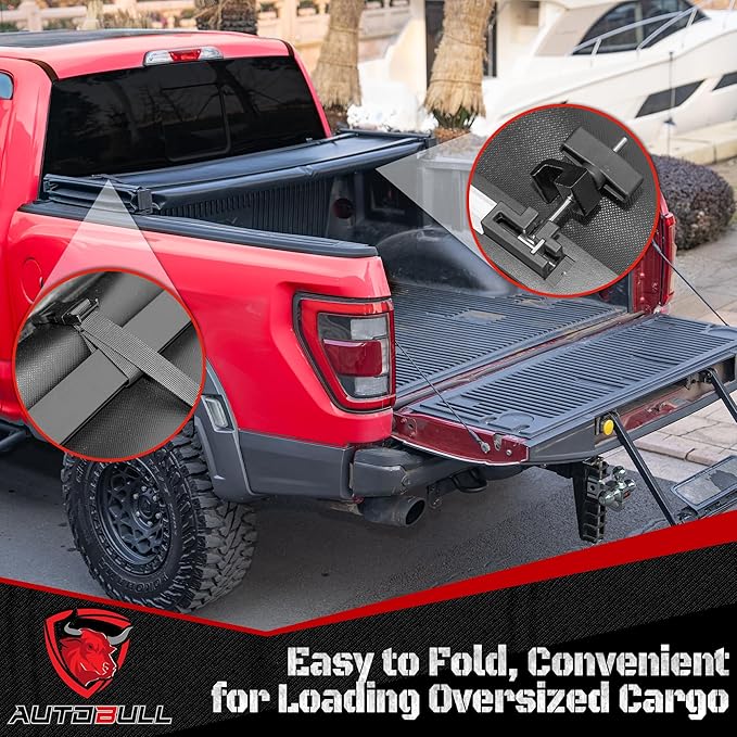 Soft Tri Fold tonneau Cover Compatible with 2022-2025 Ford Maverick 4.6ft Bed (54.4") Vinly Top Alloy Steel Structure