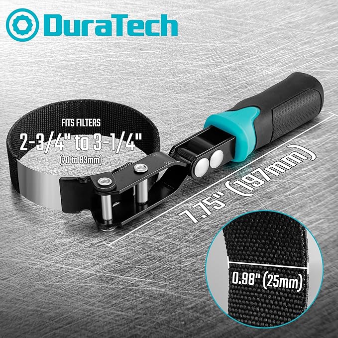 DURATECH Anti-Slip Small Swivel Oil Filter Wrench, Oil Filter Removal Tool Fits Filters 2-3/4" to 3-1/4", Ideal for Car Repair Tools