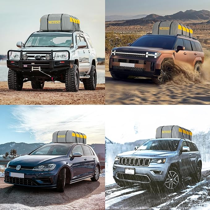 Car Roof Bag Rooftop Cargo Carrier, 21 Cubic Feet Waterproof Roof Luggage Cargo Carrier Bag with Anti-Slip Mat for All Cars Vehicles SUV with/Without Rack (with 2PCS 4M Ratchet Straps)