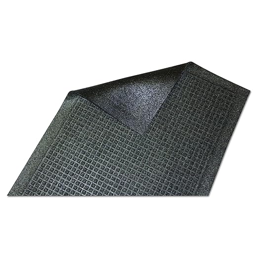 Genuine Joe EG020304 EcoGuard Indoor Wiper Floor Mat, Recycled Plastic and Rubber, 2' Width, 3' Length, Charcoal