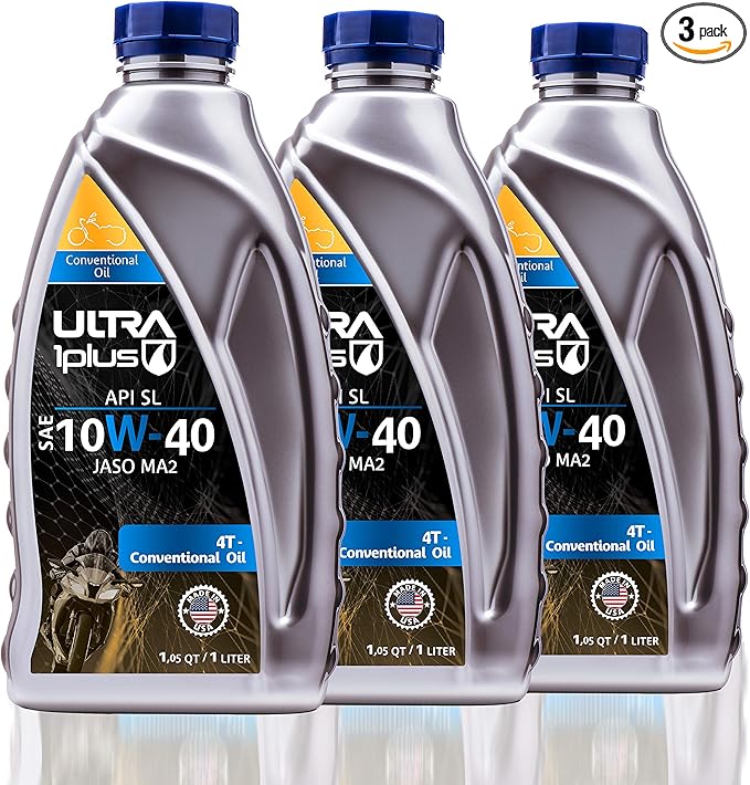 ULTRA 1PLUS 4T 10W-40 Conventional Motorcycle Oil API SL JASO MA2-10W40 Motor Oil, 3 Quarts