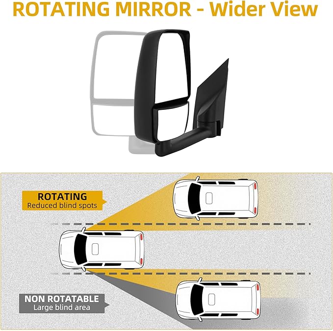 DWVO Side Tow Mirrors Compatible with Chevy Express GMC Savana 2003-2019 1500 2500 3500, Door Mirror with Manual Adjustment Folding Towing Mirrors Replacement Set