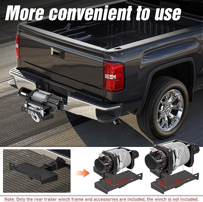 Tow Hitch 2 Inch, Trailer Hitch Winch Mount with 2" Receiver, Universal Heavy-Duty Winch Plate Bracket for Truck/Pickup/ATV/UTV/SUV, 17000 lbs Towing Capacity, Mounting Cradle, Black