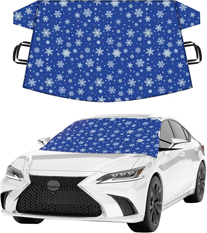 EcoNour Car Windshield Cover for Ice & Snow | 600D Polyester All-Weather Windshield Protector | Water, Heat & Sag-Proof | Winter Car Snow Cover | Standard Size 69" x 42"