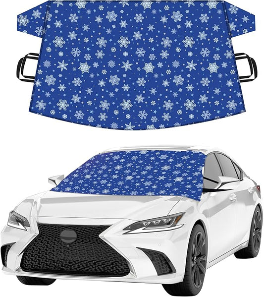 EcoNour Car Windshield Cover for Ice & Snow | 600D Polyester All-Weather Windshield Protector | Water, Heat & Sag-Proof | Winter Car Snow Cover | Standard Size 69" x 42"