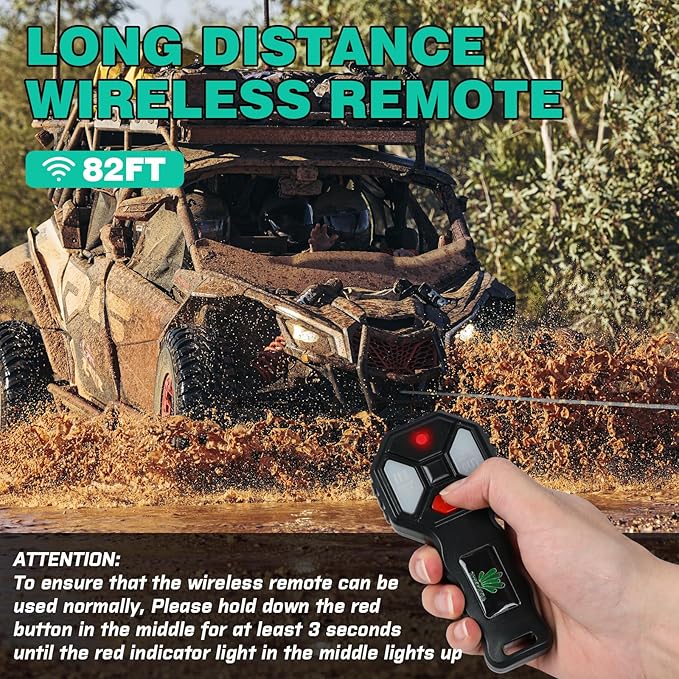 3500lbs ATV/UTV Winch with Synthetic Rope, Electric Boat Trailer Winch 12V, Waterproof Winch with 2 Wireless Remotes &Wired Switch,with Mounting Plate,Pulley,Rope Damper,Aluminium Fairlead