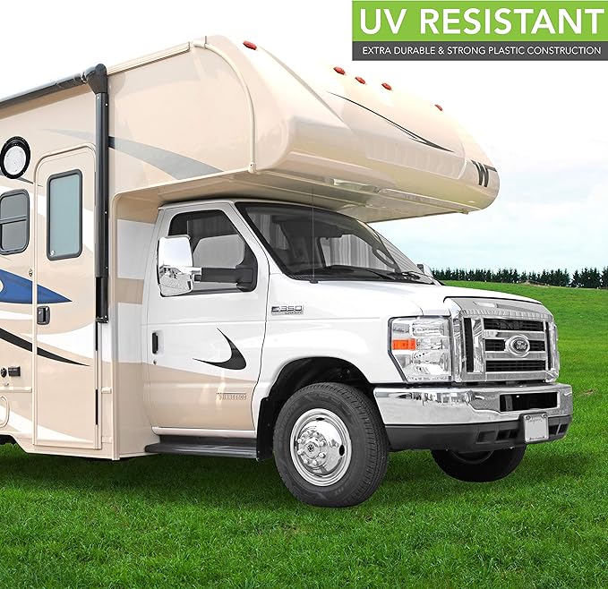 Leisure LED RV Trailer Camper 5th Wheel Black 8.5" Round Scare Porch 12V LED Light 600 LM with Angled Bezel (LED Light with Angle Bezel Black)