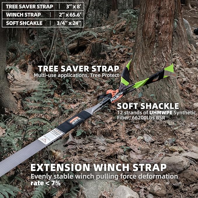 ALL-TOP Recovery Pack Extreme 11in1: Water-Resist Offroad Gear Bag with Recovery Strap Kit(3), Damper, 2 Soft Shackles, SK Hitch Mount, Forged Pulley, Deflator & Gloves