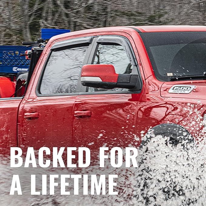 Auto Ventshade [AVS] Outside Mount Rain Guards For 2001 - 2003 Ford F-150, SUPERCREW ONLY; 2002 - 2003 Lincoln Blackwood | Window Vent Visors, 4 pcs. - Smoke | 94949