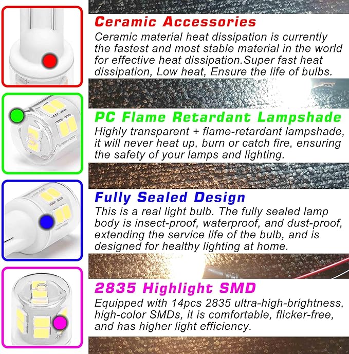 T10 194 921 922 912 906 2825 LED Bulb 6000K White 168 Replacement Bulbs for RV Tralier Interior Marine Boat Light Bulb Navigation Car Interior Dome Map Door Courtesy License Plate Lights (4pack)