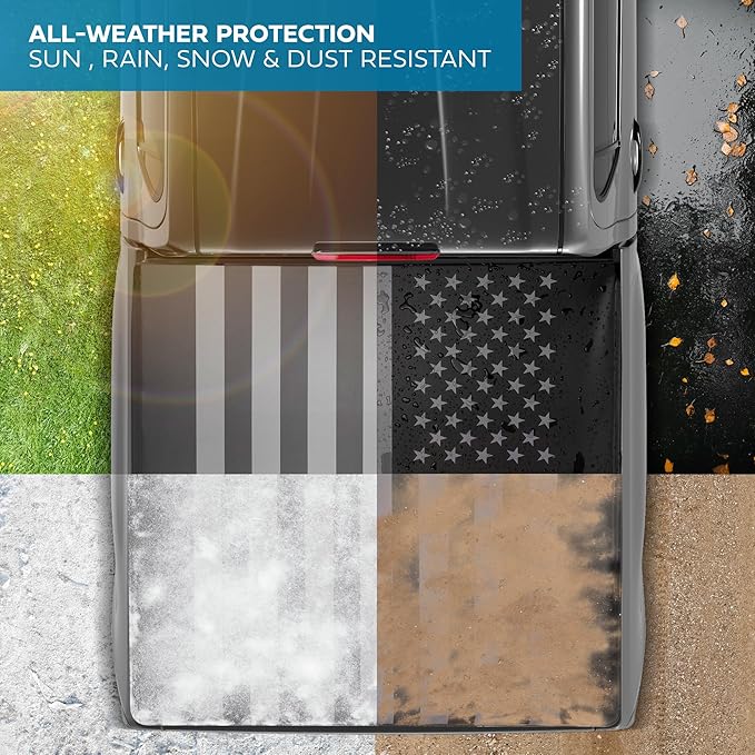 US Flag Truck Tonneau Cover for Nissan Frontier 2005-2025 5 ft Bed Length (Extra Short Bed), Soft Roll-Up All-Weather Retractable Truck Bed Cover with Black/Gray Flag