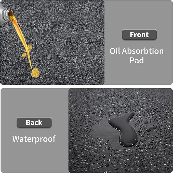 HOMBYS Extra Large Garage Floor Mats for Under Car, Dark Grey Garage Flooring Rug, Motorcycle Oil Spill Mat, Absorbent Oil Garage Parking Mat 7’4" x20', Non Slip and Waterproof Backing