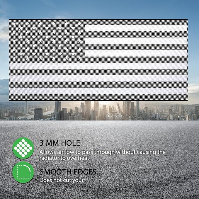 moveland Grill Insert with US Flag - Aluminum Alloy Mesh Grille Grid Insert Screen Compatible with Jeep Wrangler JL & Jeep Gladiator 2018 2019 2020 2021 2022 2023 2024