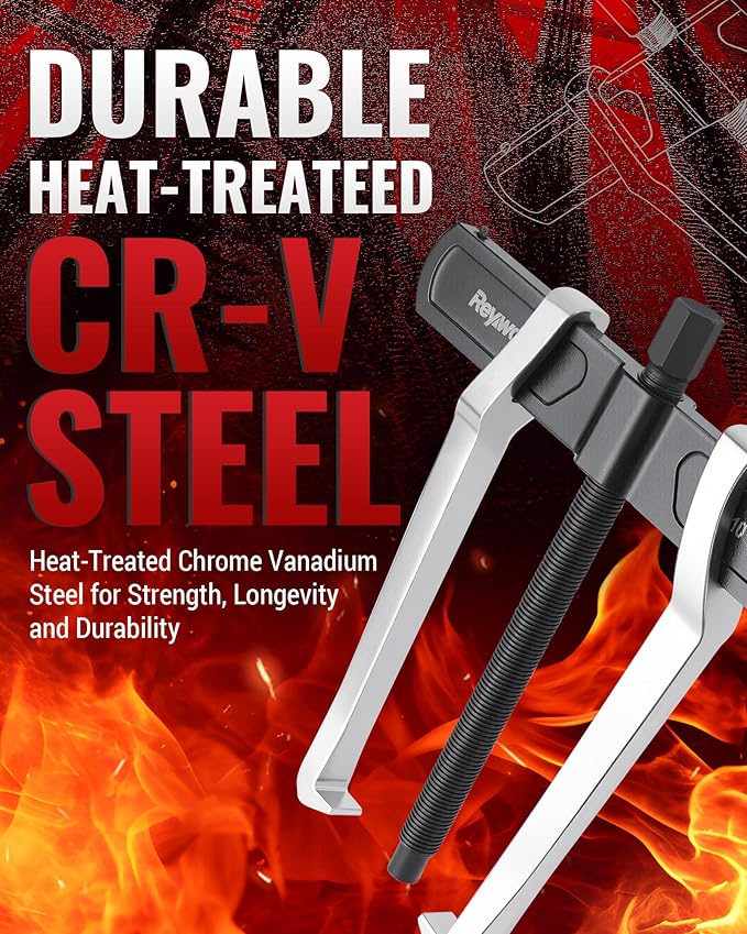 2-Jaw Reversible Gear Puller for External (8.2" Max) & Internal (10.5" Max) Pulling, Heavy-Duty Bearing, Flywheel, Pulley and Gear Remover Tool, Adjustable CR-V Steel