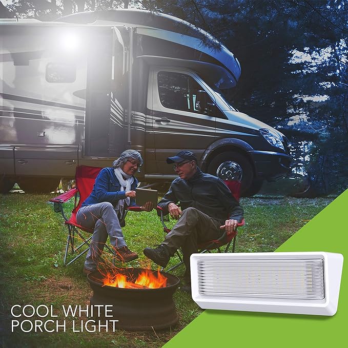 Leisure LED RV Exterior Porch Utility Light XL 12v 650 Lumen Lighting Fixture. Replacement Lighting for RVs, Trailers, Campers, 5th Wheels White Base Clear Lens (White, 1-Pack)