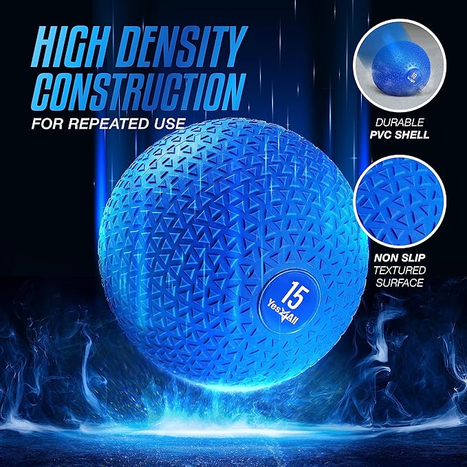 Yes4All Slam Balls, 10-40lb Weighted Ball Weight, Durable PVC Sand Filled Workout Dynamic Slam Ball for Core Strengthen