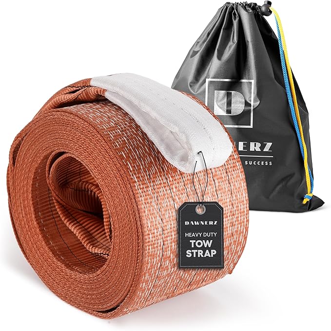Recovery Tow Strap Heavy Duty 20 ft 100000 lbs Minimum Break Strength - Tow Rope 6 m 55 US Tons for Trucks and Buses