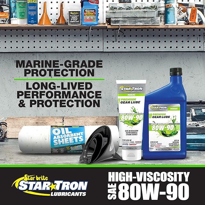 STAR BRITE Star Tron High Viscosity Lower Unit Gear Lube 80W90 - Anti-Wear, Rust & Corrosion Inhibitors, Ideal for Outboard Motors & Stern Drives - 10 OZ (027010)