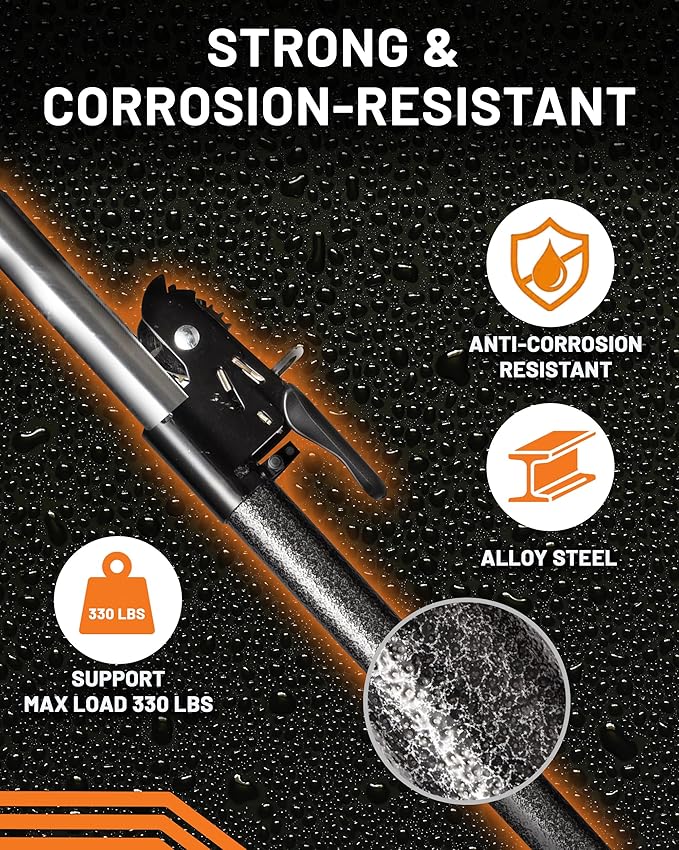 Strapinno - Ratcheting Cargo Bar 44"-74", Non-Slip Truck Bed Divider, Easy Setup, Strong 1.25" Tube, Adjustable Stabilizer for Pickup Trucks