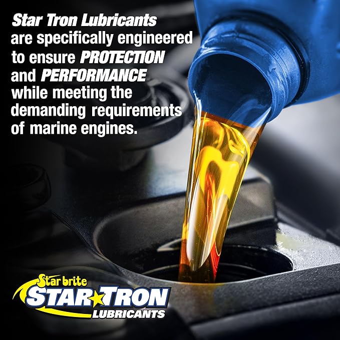STAR BRITE Star Tron Premium 4 Stroke Marine Oil - 10W-40 Synthetic Blend Engine Oil for Outboards, Gasoline Inboards & Stern Drives - NMMA FC-W Certified, 32 OZ (028232)