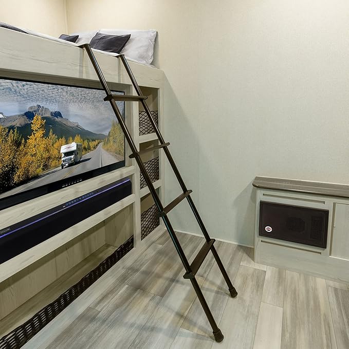RecPro RV Bunk Ladder 52" | Black or Silver Color Options | Mounting Brackets Included | Aluminum | Made in USA (Black)