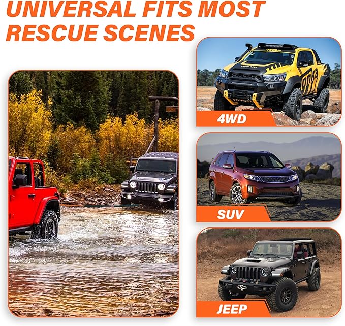 TYT Synthetic Winch Rope 3/8" X 92' with Hook, 27000LBS Synthentic Winch Cable Kit with Protective Sleeve for 4WD Off Road Vehicle Truck SUV Jeep (Orange)