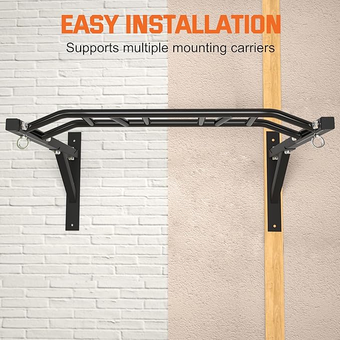 Upgraded-HWOOUSA Pull Up Bar Wall Mounted,Heavy Duty Multi Grip Bar with 14 Grip Positions,Space Saving Home Gym Equipment -Ideal for Garage,Outdoor Strength Training, Chin Up Bar,Supports to 600 Lbs