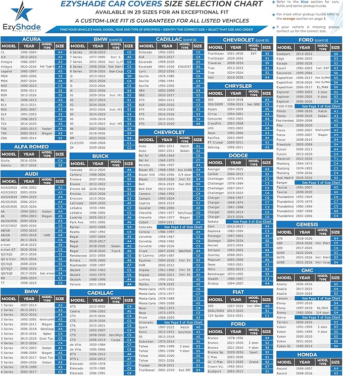 EzyShade 10-Layer Car Cover Waterproof All Weather [See Vehicle Size Chart for Accurate Fit] Outdoor Full Exterior Covers for Automobiles Sedan Hatch. Rain Sun Snow. Black, Size A2 (See SizeChart)