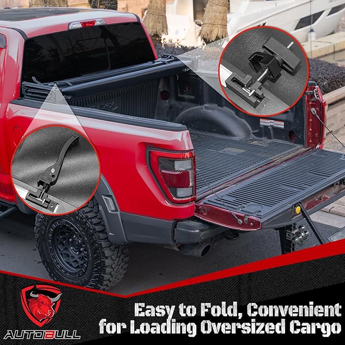 Soft Quad Fold Tonneau Cover Compatible with 2007-2021 Toyota Tundra(Excl. Trail Edition) 6.5ft Bed (78.7"), Vinly Top Alloy Steel Structure