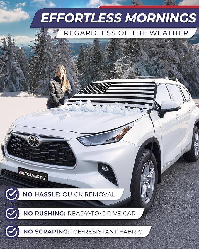 AUTOAMERICS Windshield Snow Cover - Windshield Cover for Ice and Snow - Waterproof Shield Window Protector for Car Truck SUV