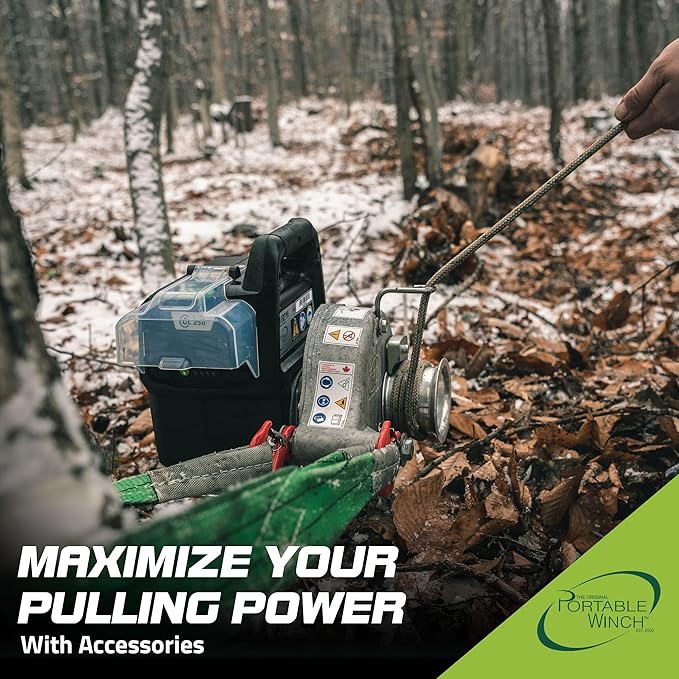 Portable Winch PCW3000-Li-A Battery-Powered Capstan Winch with Accessories - 2,200 lbs Pulling Capacity Winch, Lithium-Ion 80/82 V Batteries Powered, for Hunting, Logging, and Towing