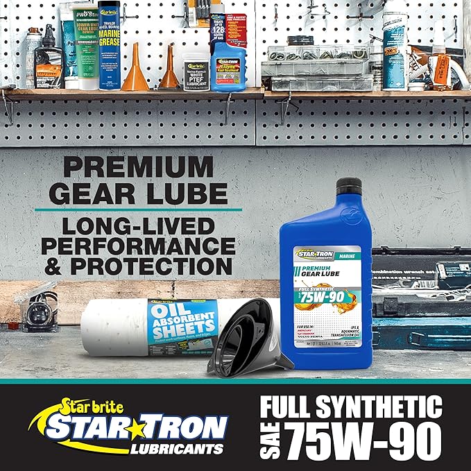 STAR BRITE Star Tron Premium Full Synthetic Gear Lube SAE 75W-90, Marine-Grade, API GL-5 Certified