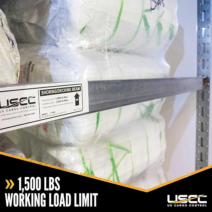 US Cargo Control Steel E Track Load Bars 92"-103" (2-Pack), 1,500 LBS Working Load Limit, Adjustable Steel Load Bars for Semi Trailers & Box Trucks, Shoring Beam or Decking Beam with Thumb Release